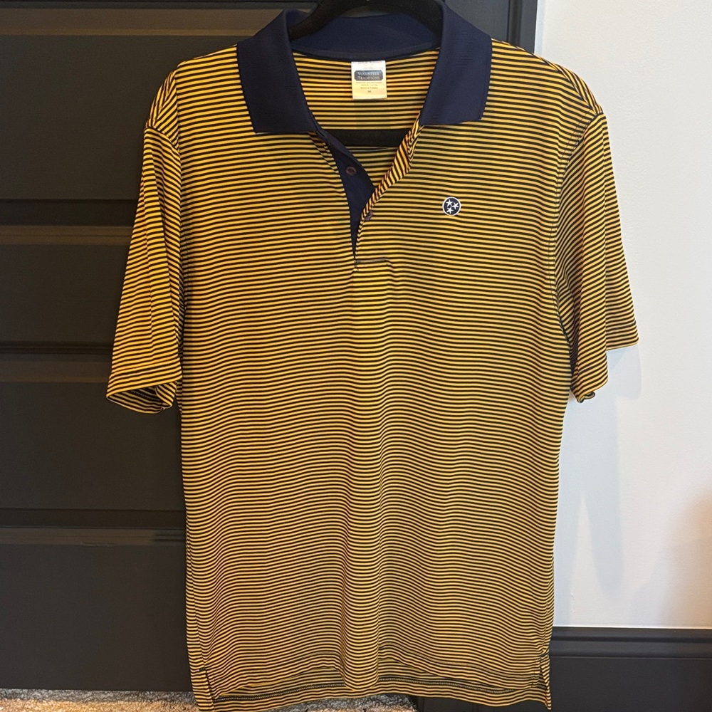 Navy and Yellow Striped Polo Shirt